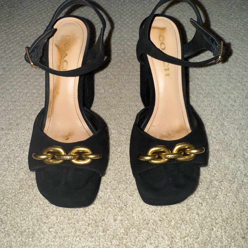 Coach Nicolette Black Suede Heels 6.5